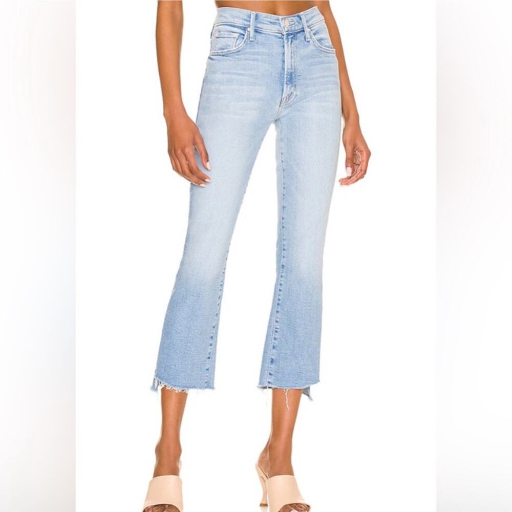Mother The Insider Crop Step Fray Jeans Fresh Catch Mid Rise Denim Light Wash 25